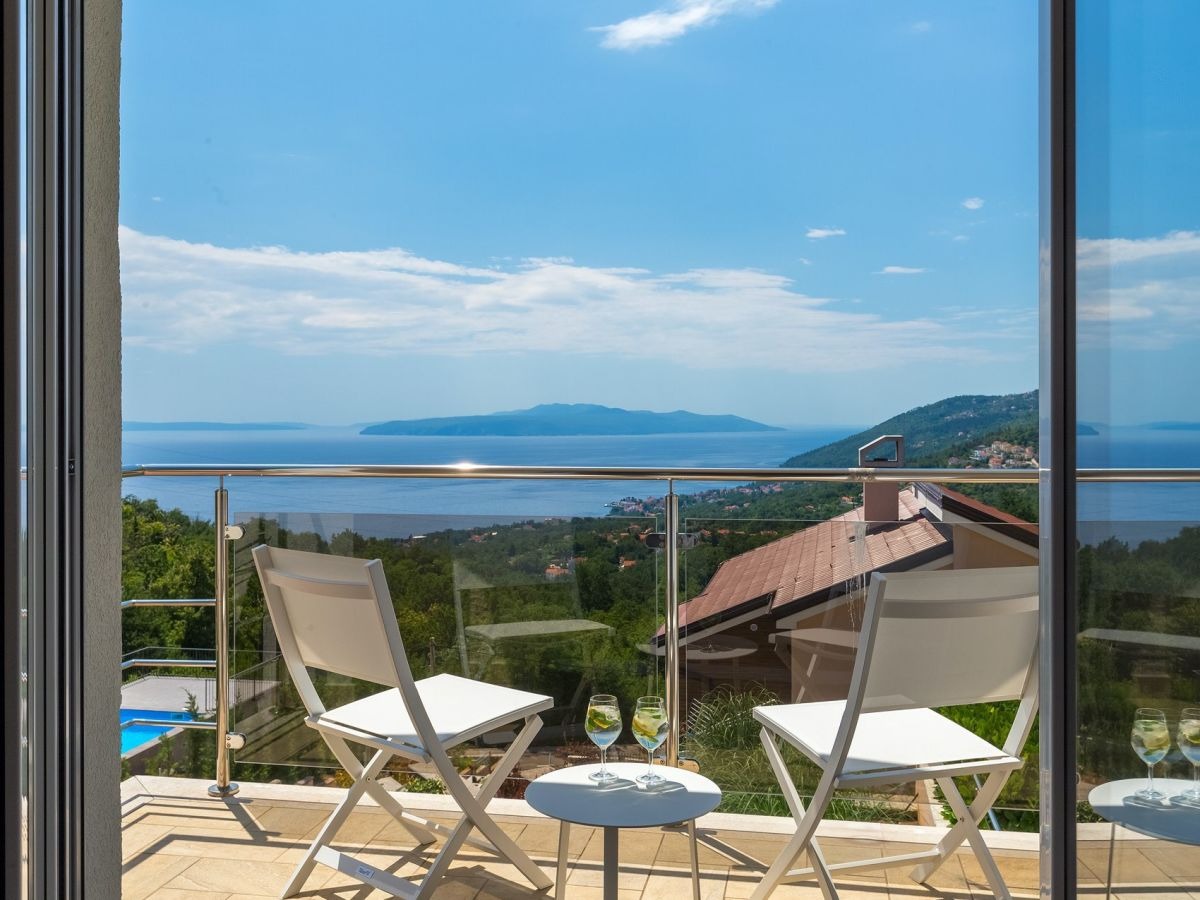 Balcony seating overlooking Kvarner Bay and the islands