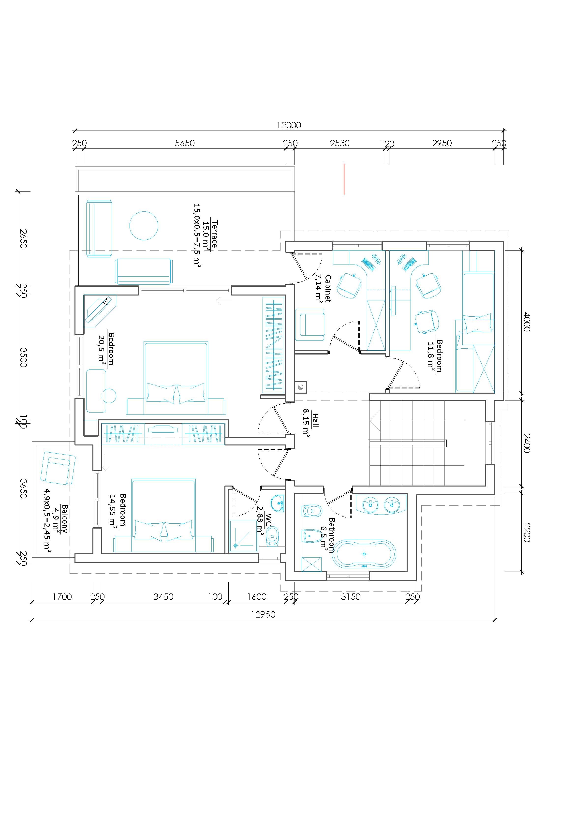 Second-floor plan of Villa Edelweiss