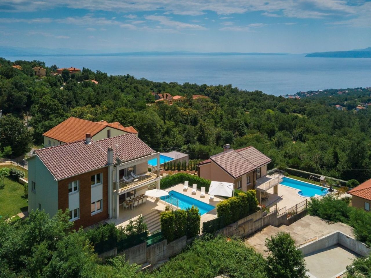 Aerial view of Villa Edelweiss above Kvarner Bay